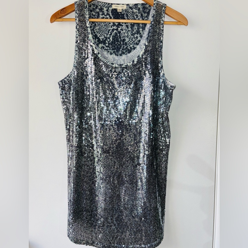 Silence + Noise Sequined Snake Print Sleeveless T… - image 1